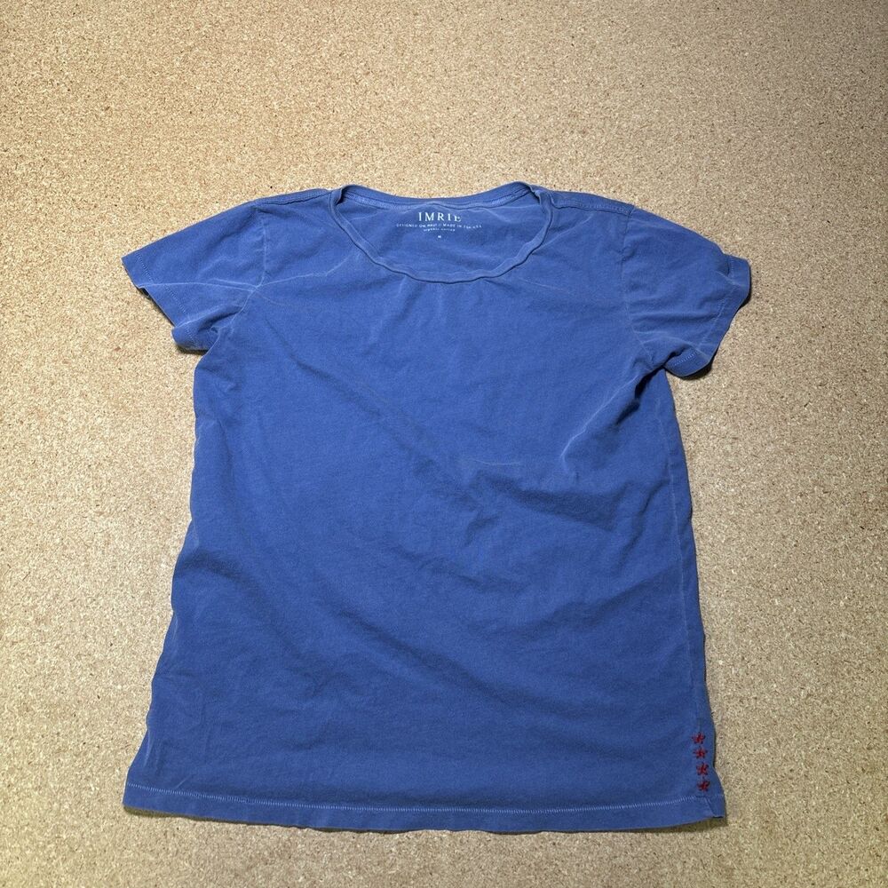 Imrie Womens Blue Basic Tee Size M Organic Cotton Made In USA G3